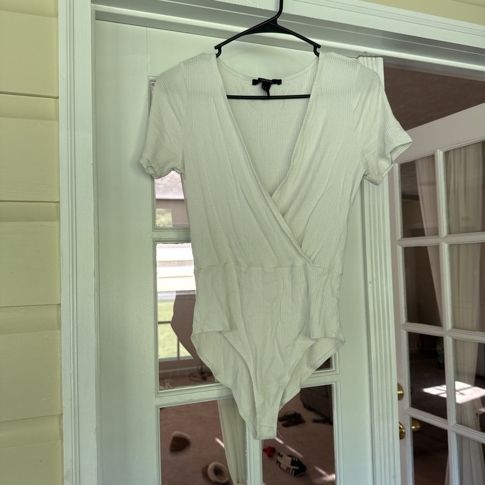 Forever 21 Ivory Ribbed Knit Top